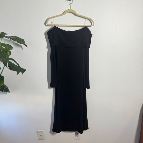 Culture Code Dress Women L Black Cowl Neck Minimal Modest Holiday Ribbed Y2K - Picture 5 of 8